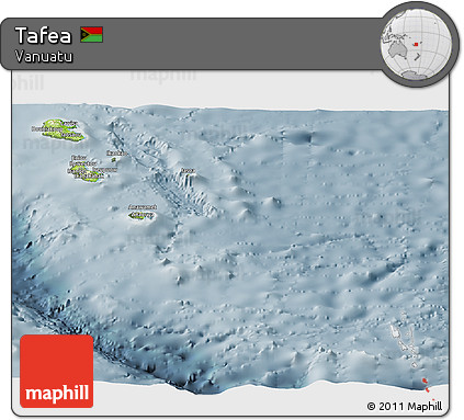 Physical Panoramic Map of Tafea, semi-desaturated