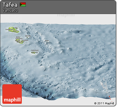 Physical Panoramic Map of Tafea, semi-desaturated