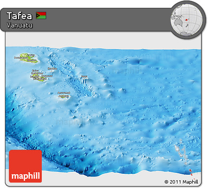 Physical Panoramic Map of Tafea, shaded relief outside