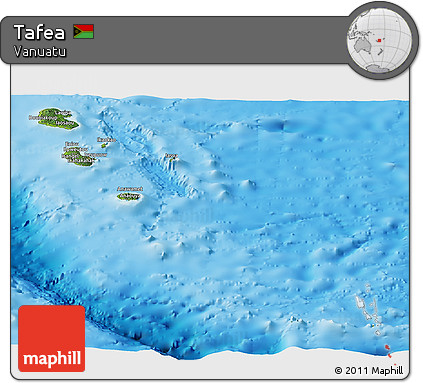 Satellite Panoramic Map of Tafea, physical outside