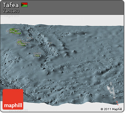Satellite Panoramic Map of Tafea, semi-desaturated