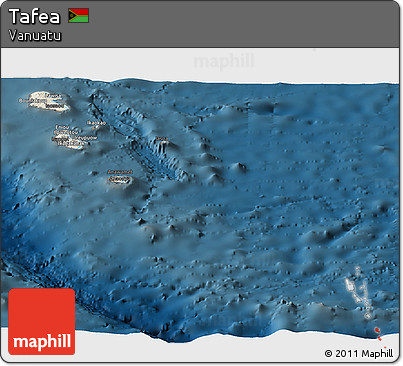 Shaded Relief Panoramic Map of Tafea, darken
