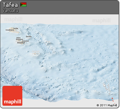 Shaded Relief Panoramic Map of Tafea, lighten