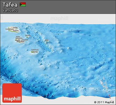 Shaded Relief Panoramic Map of Tafea, physical outside