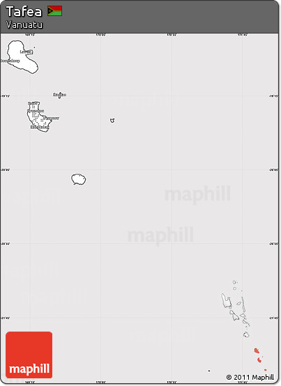 Silver Style Simple Map of Tafea, cropped outside