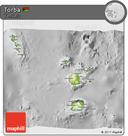 Physical 3D Map of Torba, desaturated