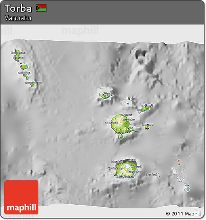 Physical 3D Map of Torba, desaturated