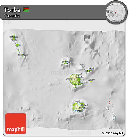 Physical 3D Map of Torba, lighten, desaturated