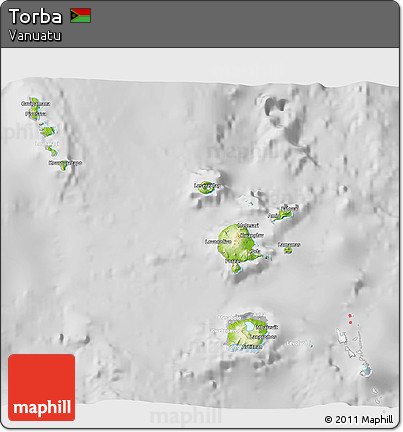 Physical 3D Map of Torba, lighten, desaturated
