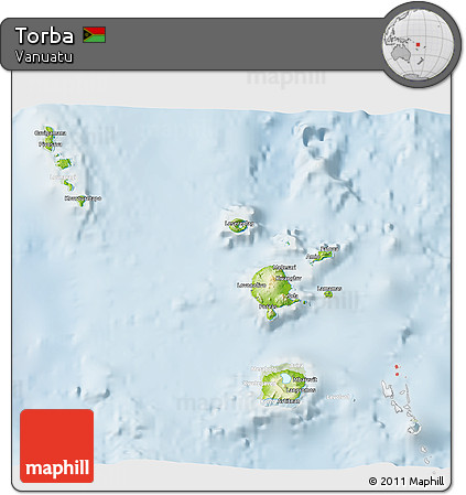 Physical 3D Map of Torba, lighten