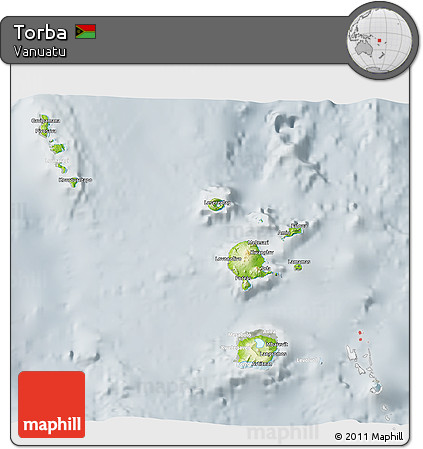 Physical 3D Map of Torba, lighten, semi-desaturated