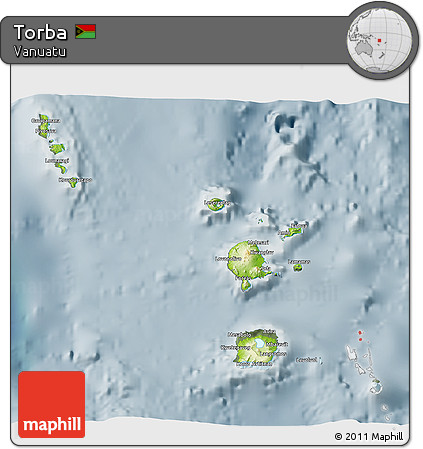 Physical 3D Map of Torba, semi-desaturated