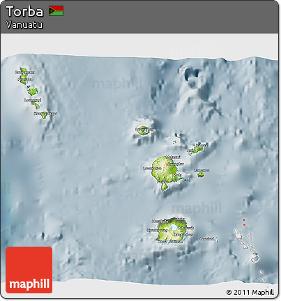 Physical 3D Map of Torba, semi-desaturated