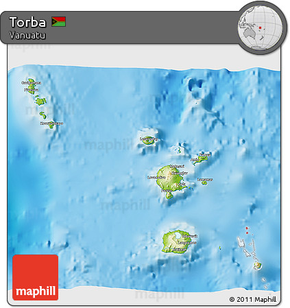 Physical 3D Map of Torba, single color outside