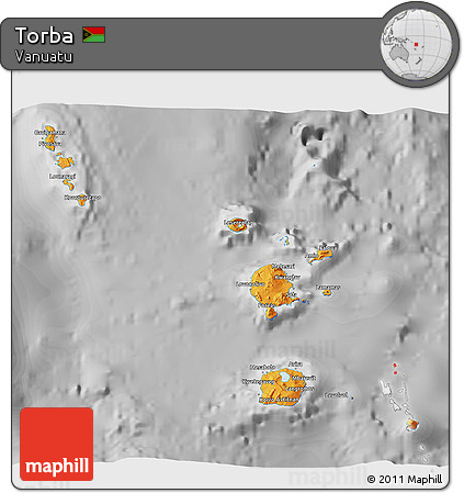 Political 3D Map of Torba, desaturated