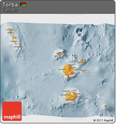Political 3D Map of Torba, semi-desaturated