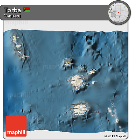 Shaded Relief 3D Map of Torba, darken