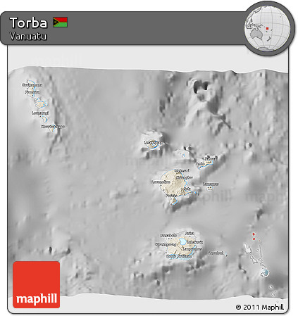 Shaded Relief 3D Map of Torba, desaturated