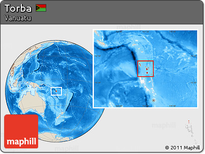 Shaded Relief Location Map of Torba, highlighted country