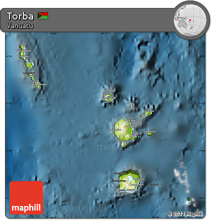 Physical Map of Torba, darken