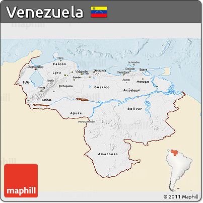 Classic Style 3D Map of Venezuela, single color outside
