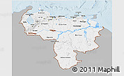 Gray 3D Map of Venezuela, single color outside