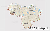 Shaded Relief 3D Map of Venezuela, cropped outside