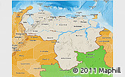Shaded Relief 3D Map of Venezuela, political shades outside, shaded relief sea