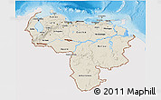 Shaded Relief 3D Map of Venezuela, single color outside