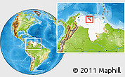 Physical Location Map of Aragua, highlighted country, within the entire country