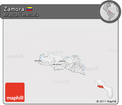 Silver Style 3D Map of Zamora, single color outside