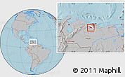 Gray Location Map of Zamora, highlighted parent region, hill shading