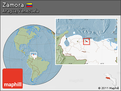 Savanna Style Location Map of Zamora, highlighted country, hill shading