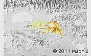Physical Map of Zamora, lighten, desaturated