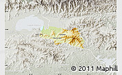 Physical Map of Zamora, lighten, semi-desaturated