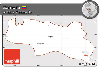 Classic Style Simple Map of Zamora, cropped outside