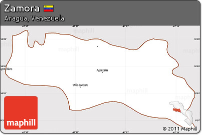 Classic Style Simple Map of Zamora, cropped outside