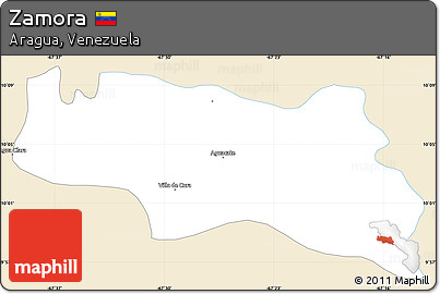 Classic Style Simple Map of Zamora, single color outside