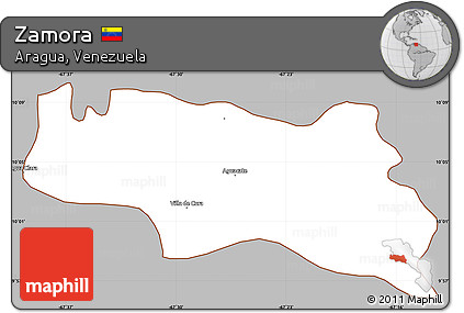 Gray Simple Map of Zamora, cropped outside