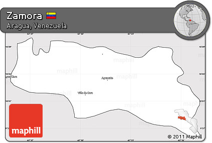 Silver Style Simple Map of Zamora, cropped outside