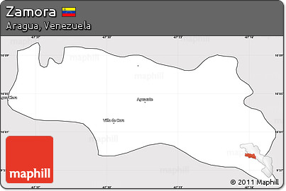Silver Style Simple Map of Zamora, cropped outside