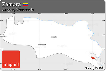 Silver Style Simple Map of Zamora, single color outside