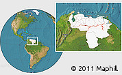 Satellite Location Map of Rio Orinoco, highlighted country