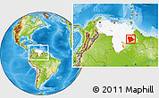 Physical Location Map of Gran Sabana, highlighted country, within the entire country