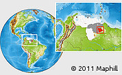 Physical Location Map of Gran Sabana, highlighted country, highlighted parent region, within the entire country