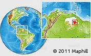 Physical Location Map of Gran Sabana, highlighted parent region, within the entire country