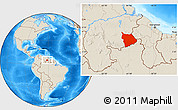 Shaded Relief Location Map of Gran Sabana