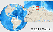 Shaded Relief Location Map of Carlos Arevalo, within the entire country