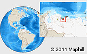 Shaded Relief Location Map of Carlos Arevalo, highlighted country, highlighted parent region