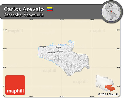 Classic Style Map of Carlos Arevalo, single color outside
